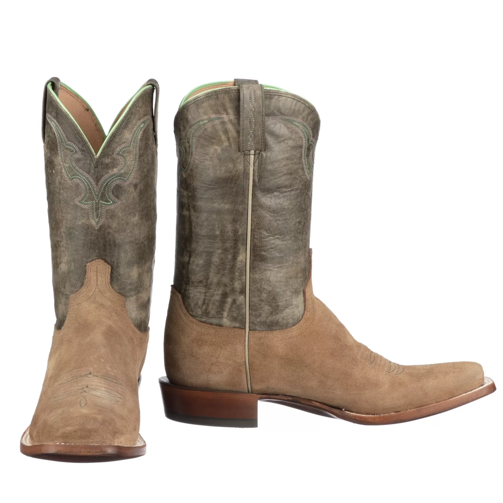 Lucchese Horseman | Cowboy | Martin Suede Olive+ForestGreen