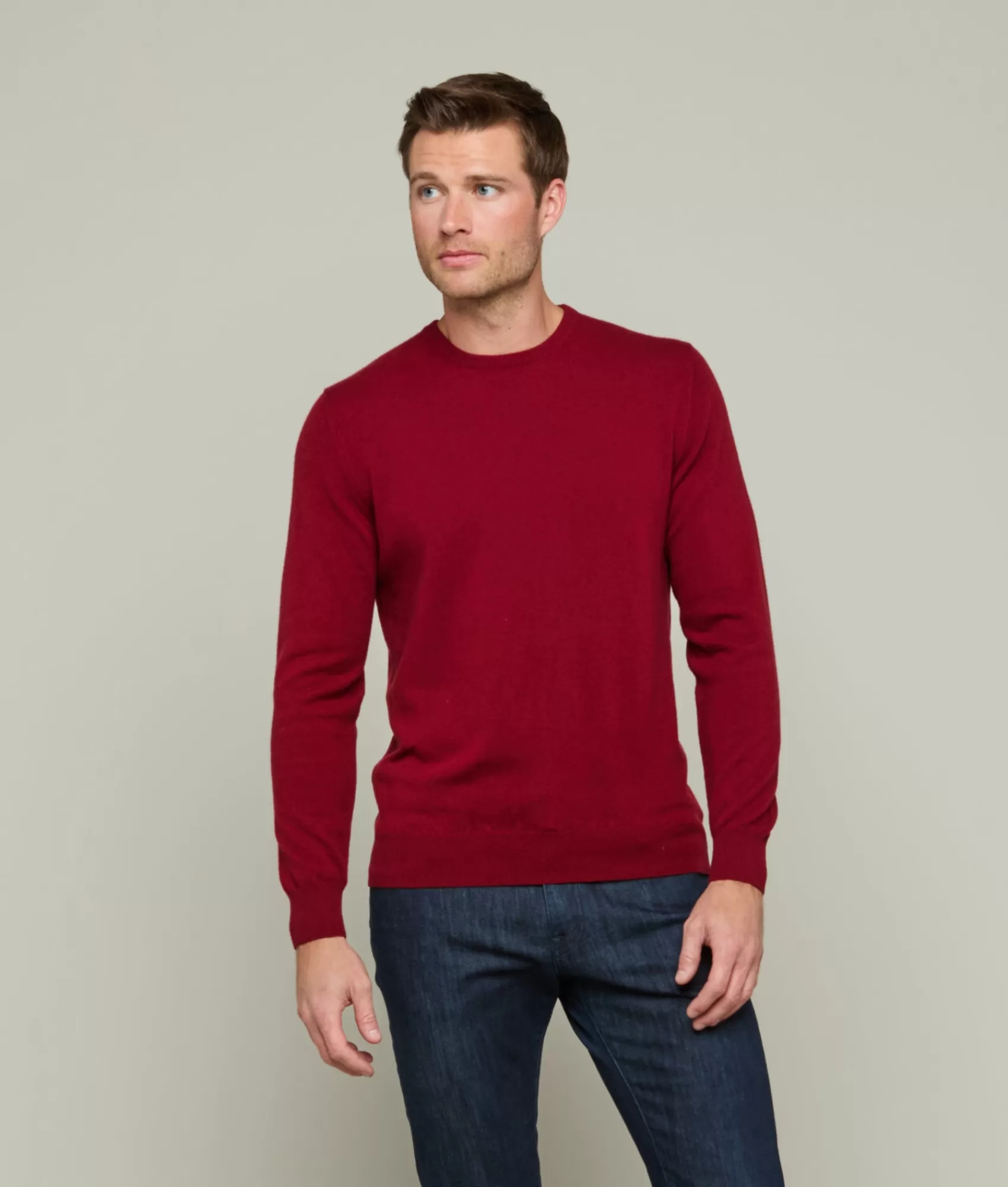 Lucchese Tops | Men's Cashmere Crewneck Sweater Wine