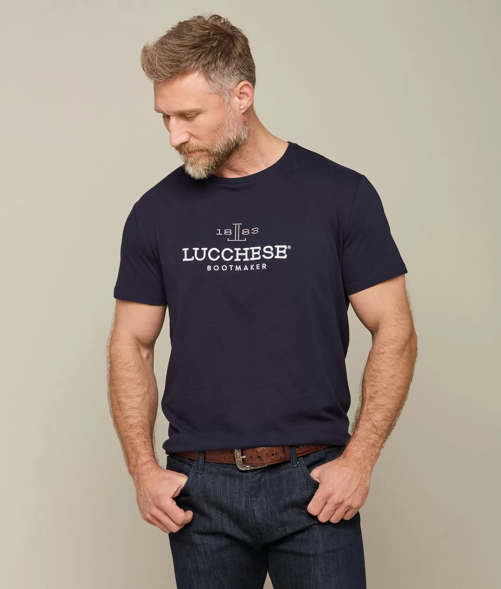 Lucchese Tops | Men's Classic Embroidered Tee Navy