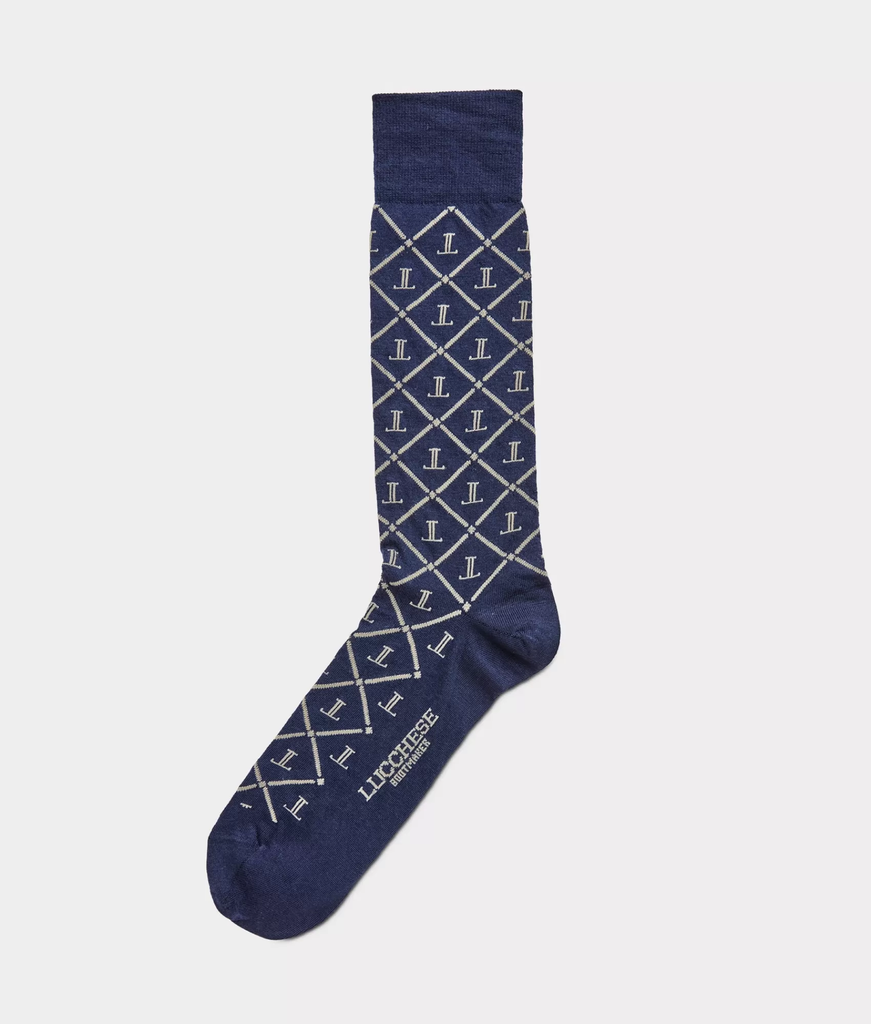 Lucchese Socks | Mirrored-L Dress Sock Navy