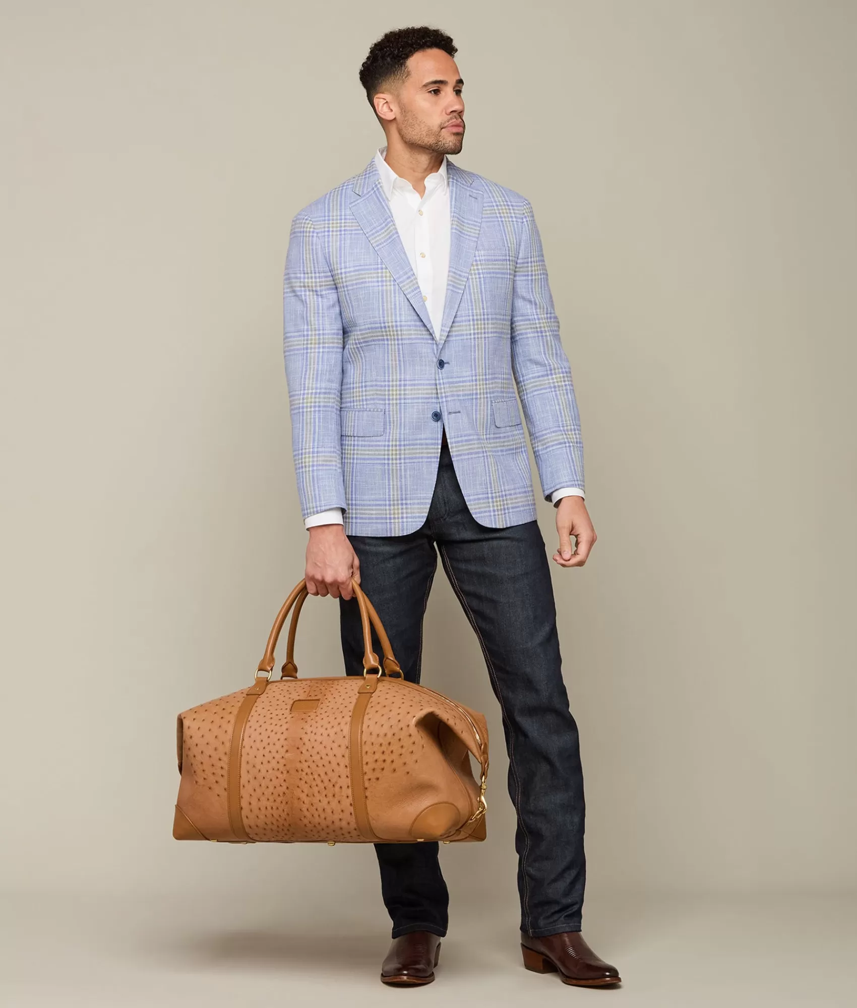 Lucchese Travel | Travel | Ostrich Duffle - Large Cognac