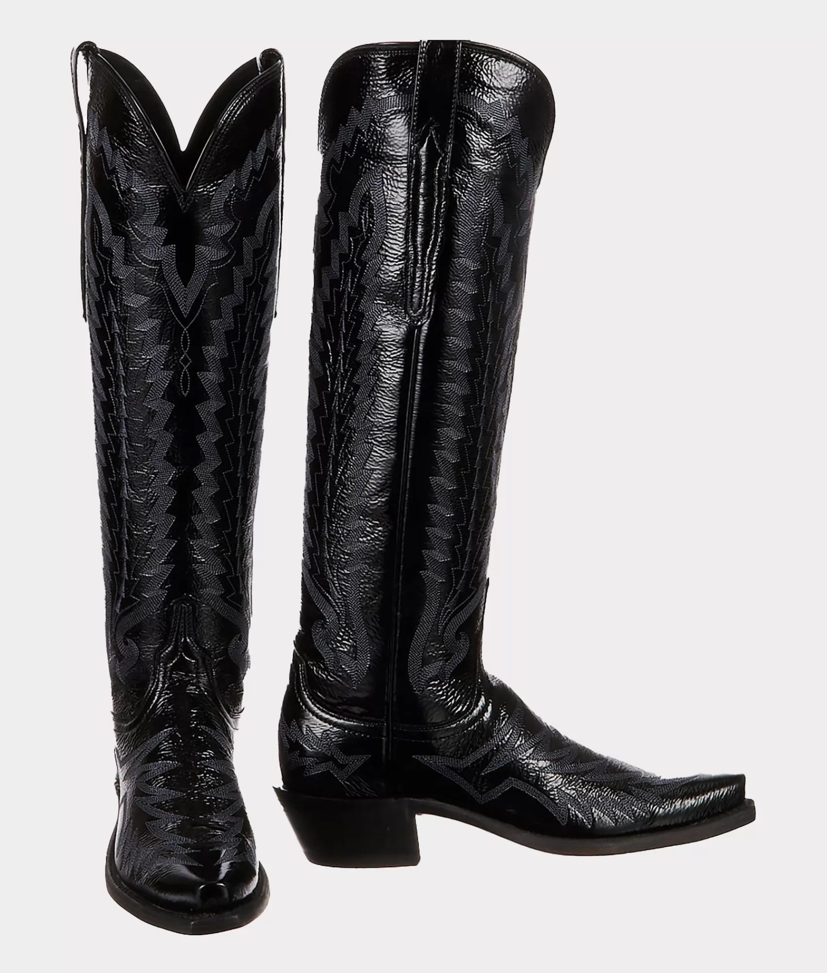 Lucchese Tall | Cowboy | Priscilla CrinklePatentBlack