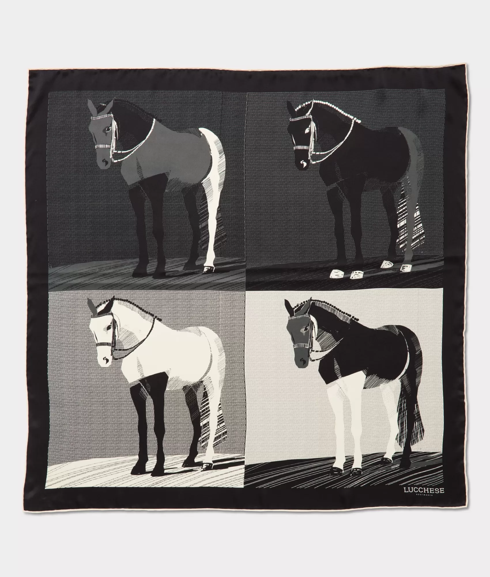 Lucchese Scarves | Quarter Horse Silk Scarf Black