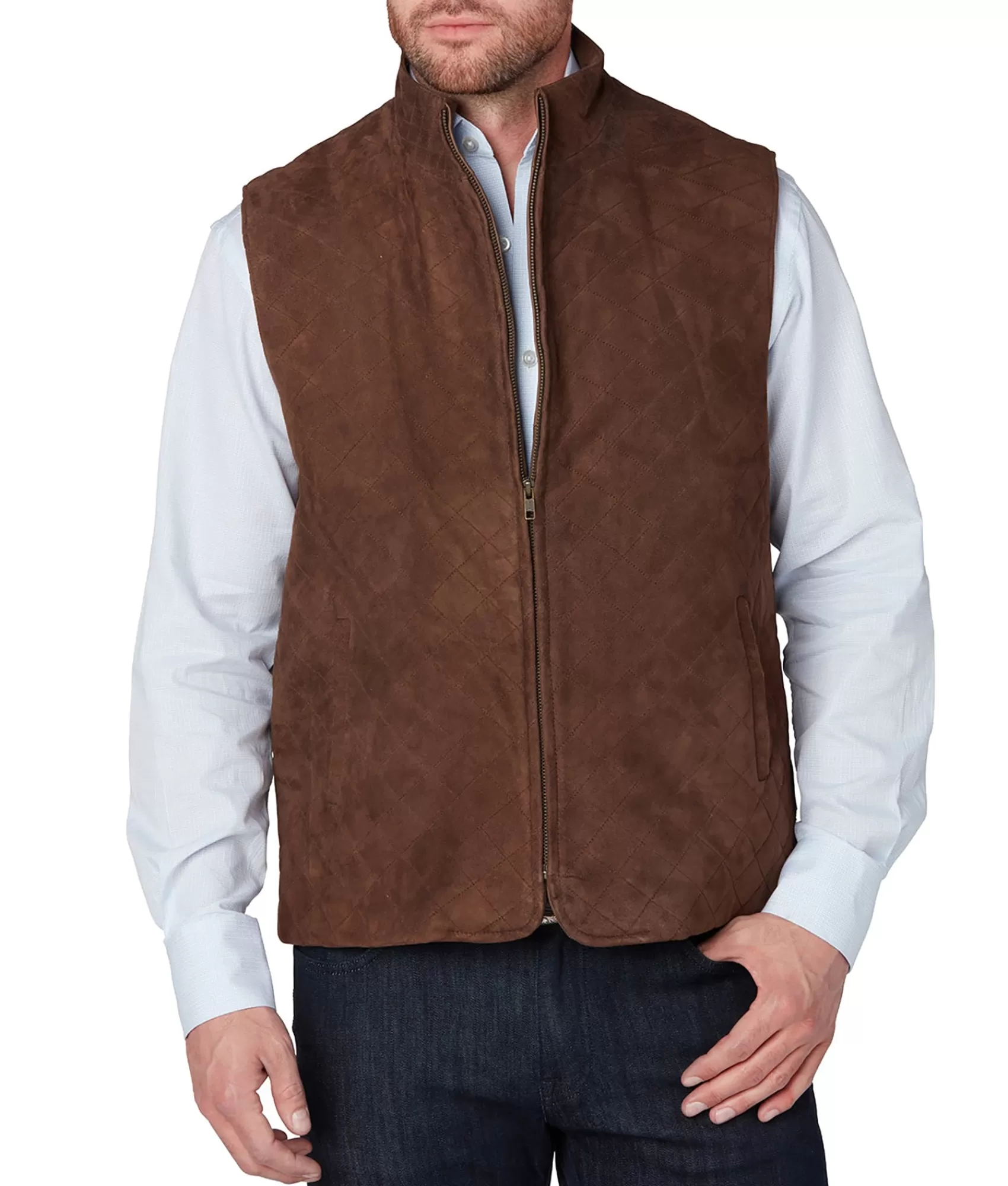 Lucchese Outerwear | Quilted Suede Vest Brown