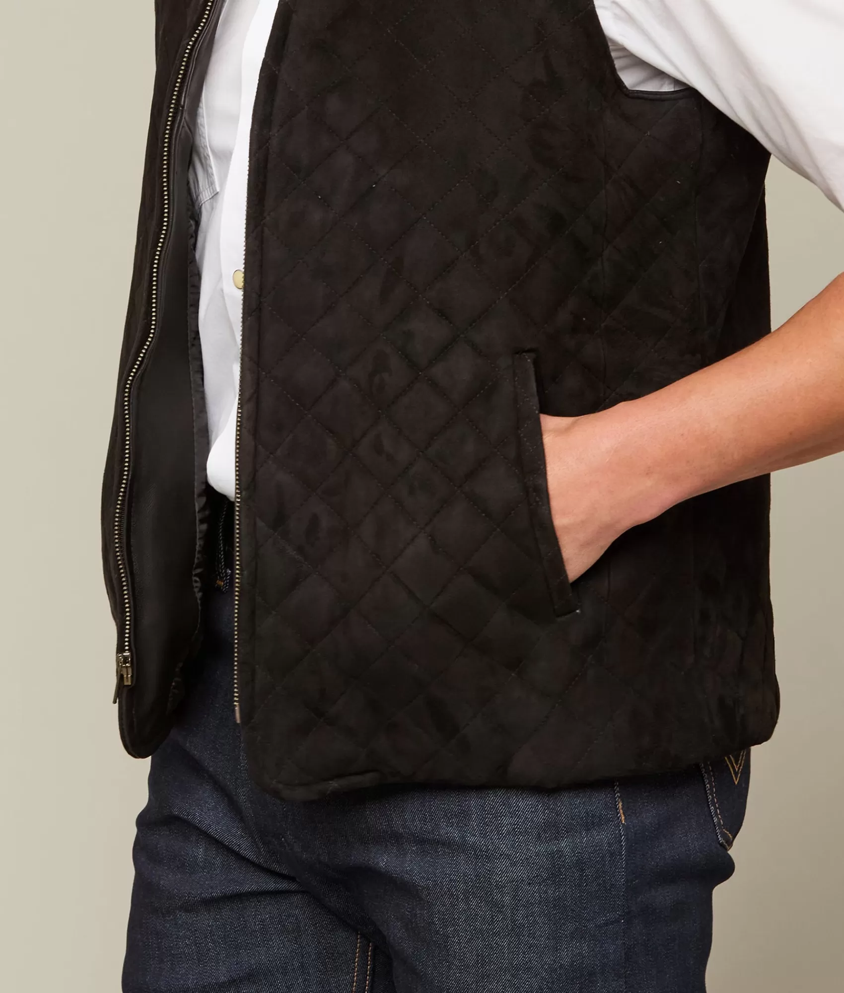 Lucchese Outerwear | Quilted Suede Vest Black