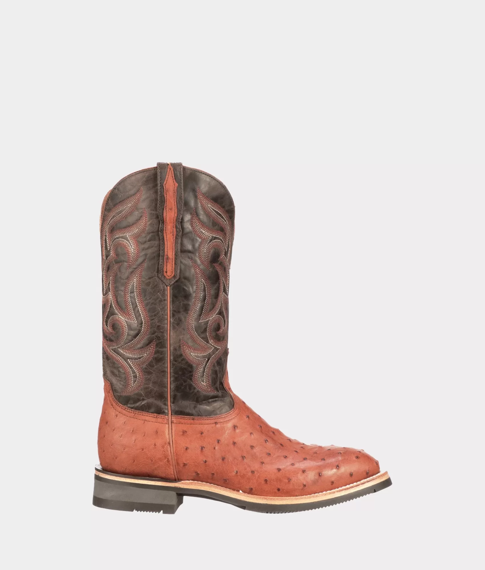 Lucchese Barn Boots | Horseman | Rowdy Ostrich Cognac+Brown