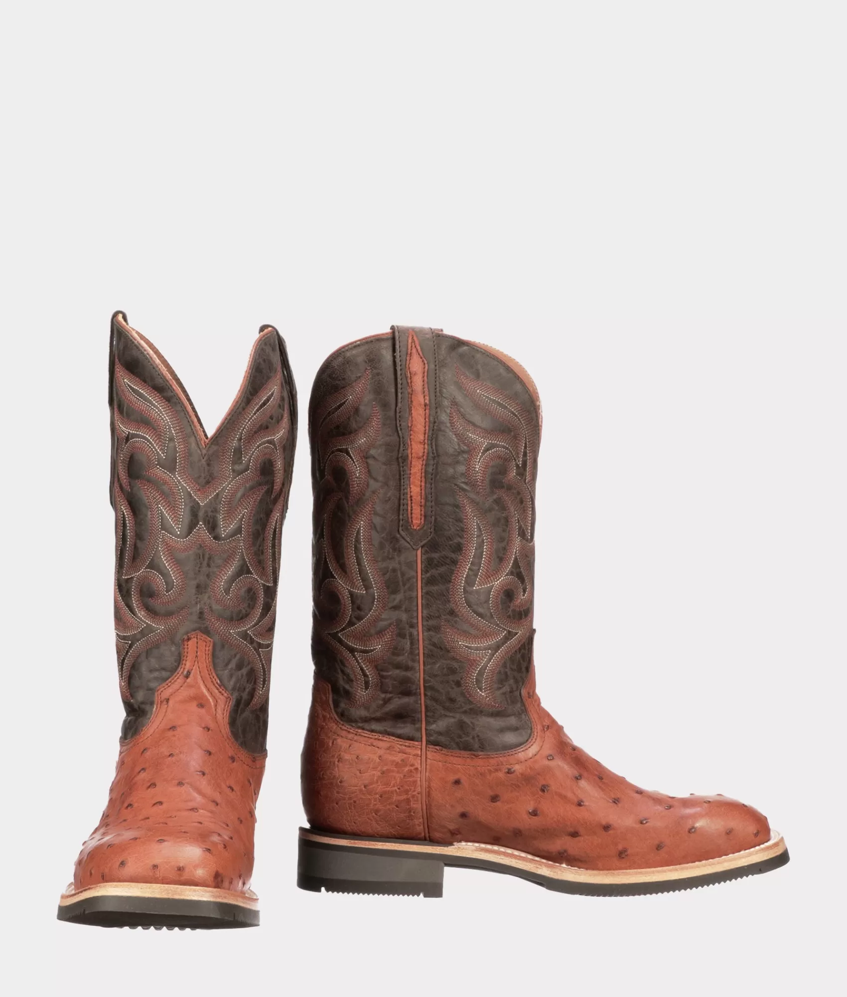 Lucchese Barn Boots | Horseman | Rowdy Ostrich Cognac+Brown