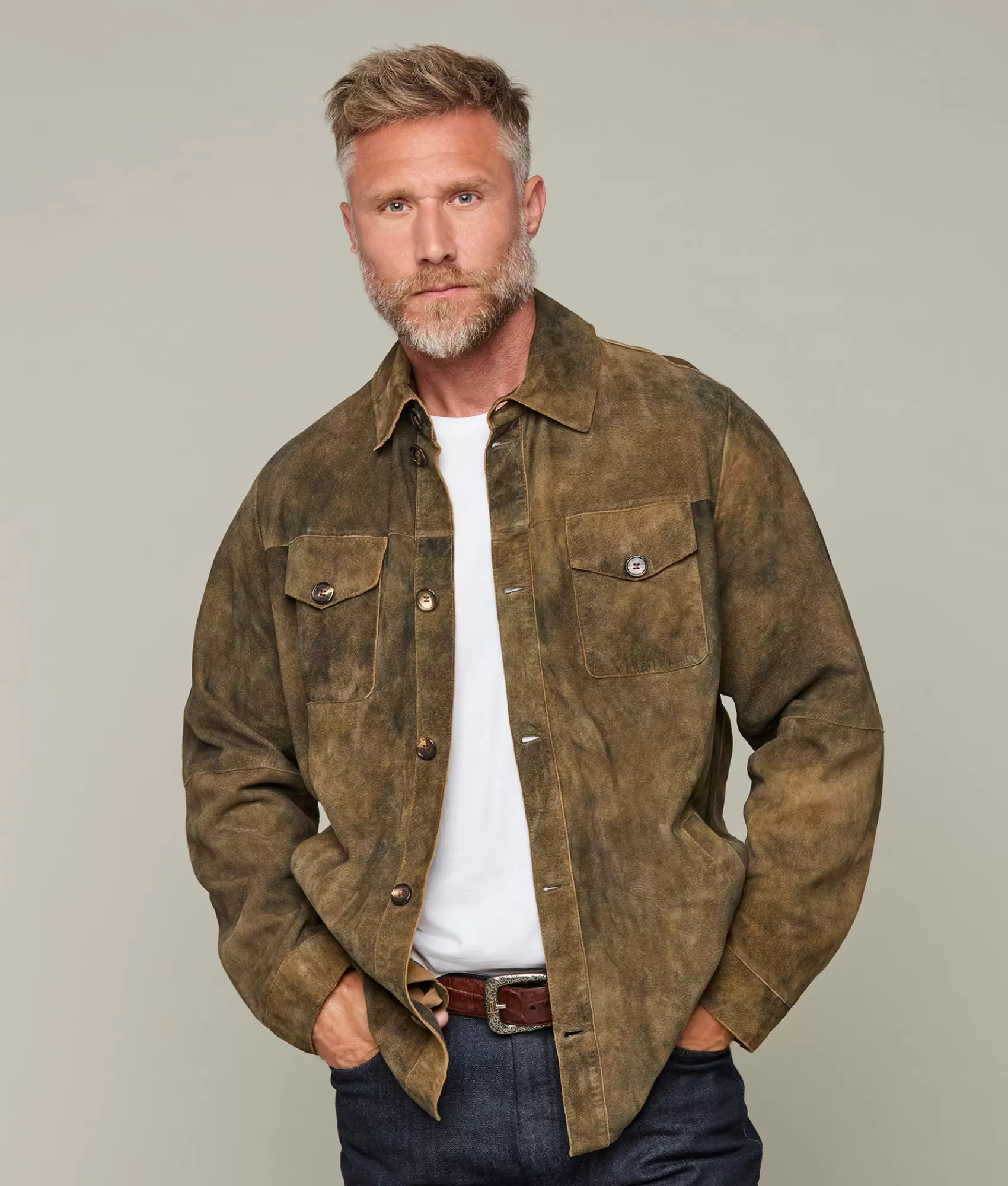 Lucchese Outerwear | Rugged Suede Shacket Brown