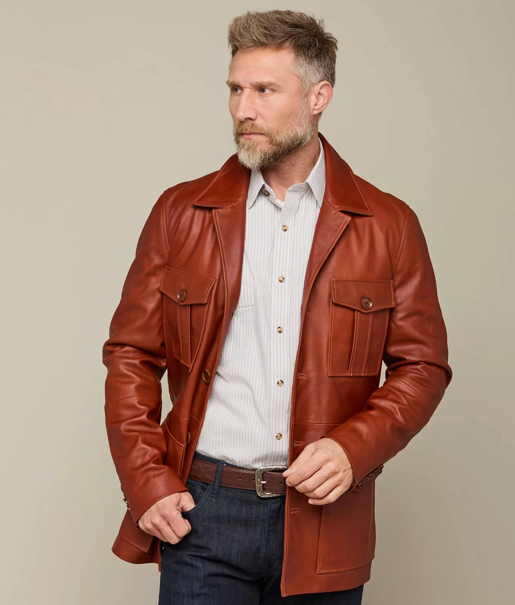 Lucchese Outerwear | Safari Leather Jacket Cognac