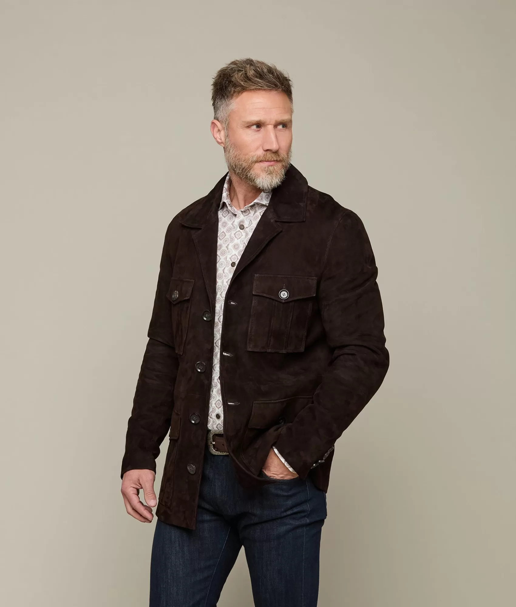 Lucchese Outerwear | Safari Suede Jacket Chocolate