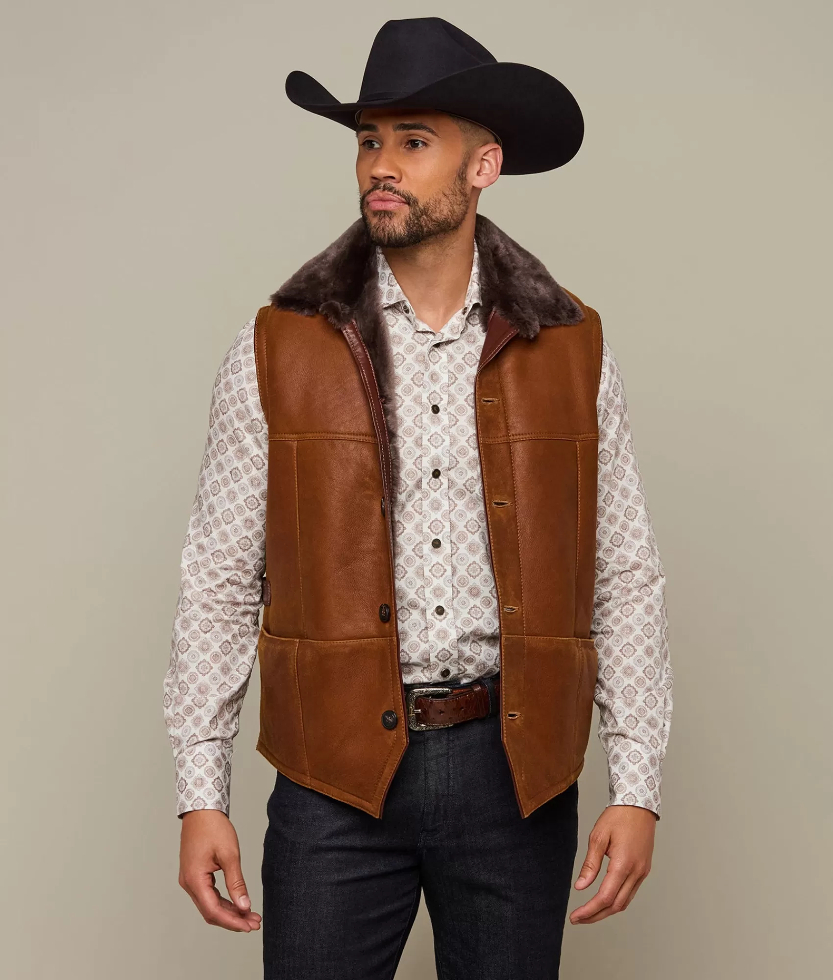 Lucchese Outerwear | Shearling Vest Cognac