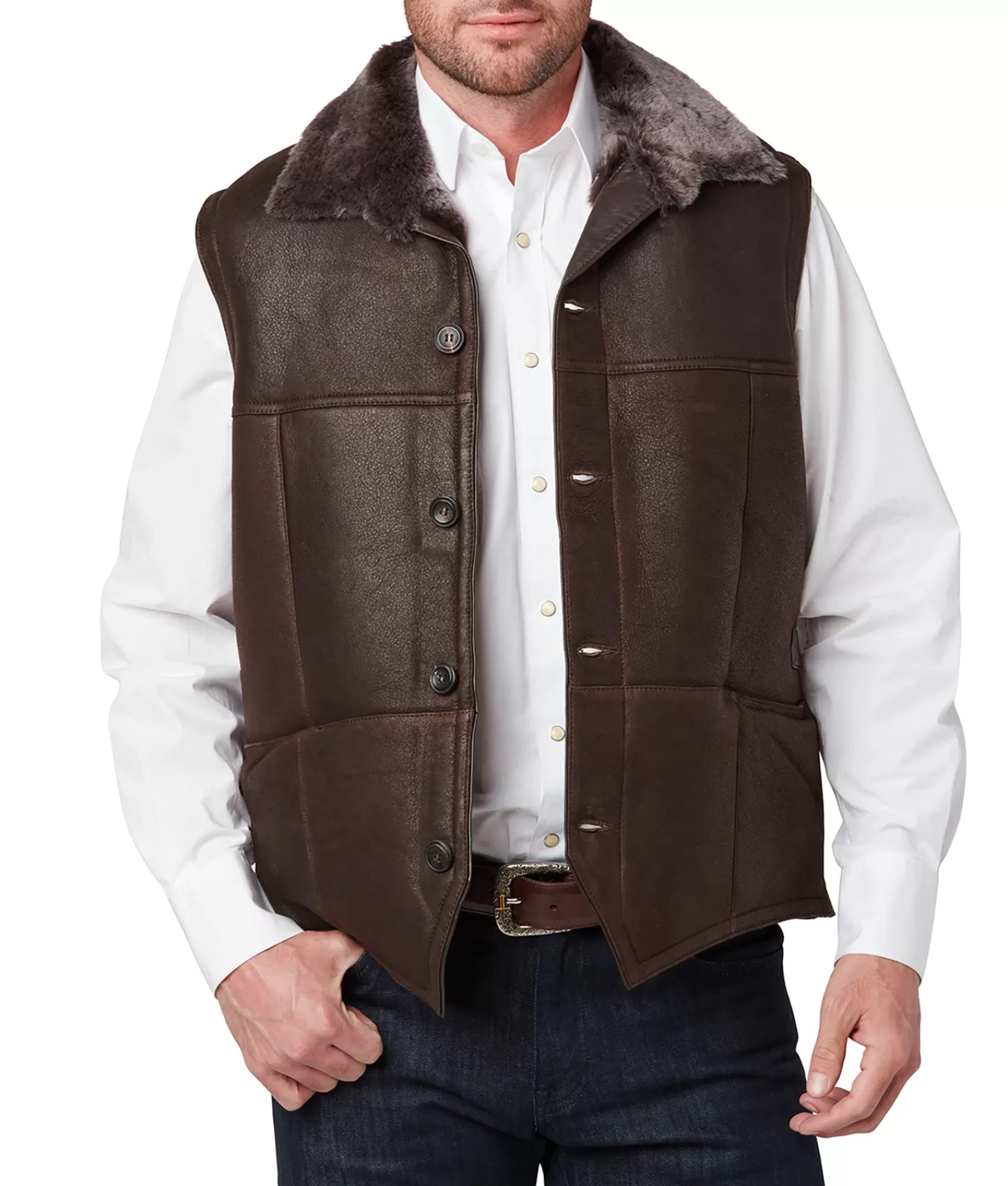 Lucchese Outerwear | Shearling Vest Chocolate