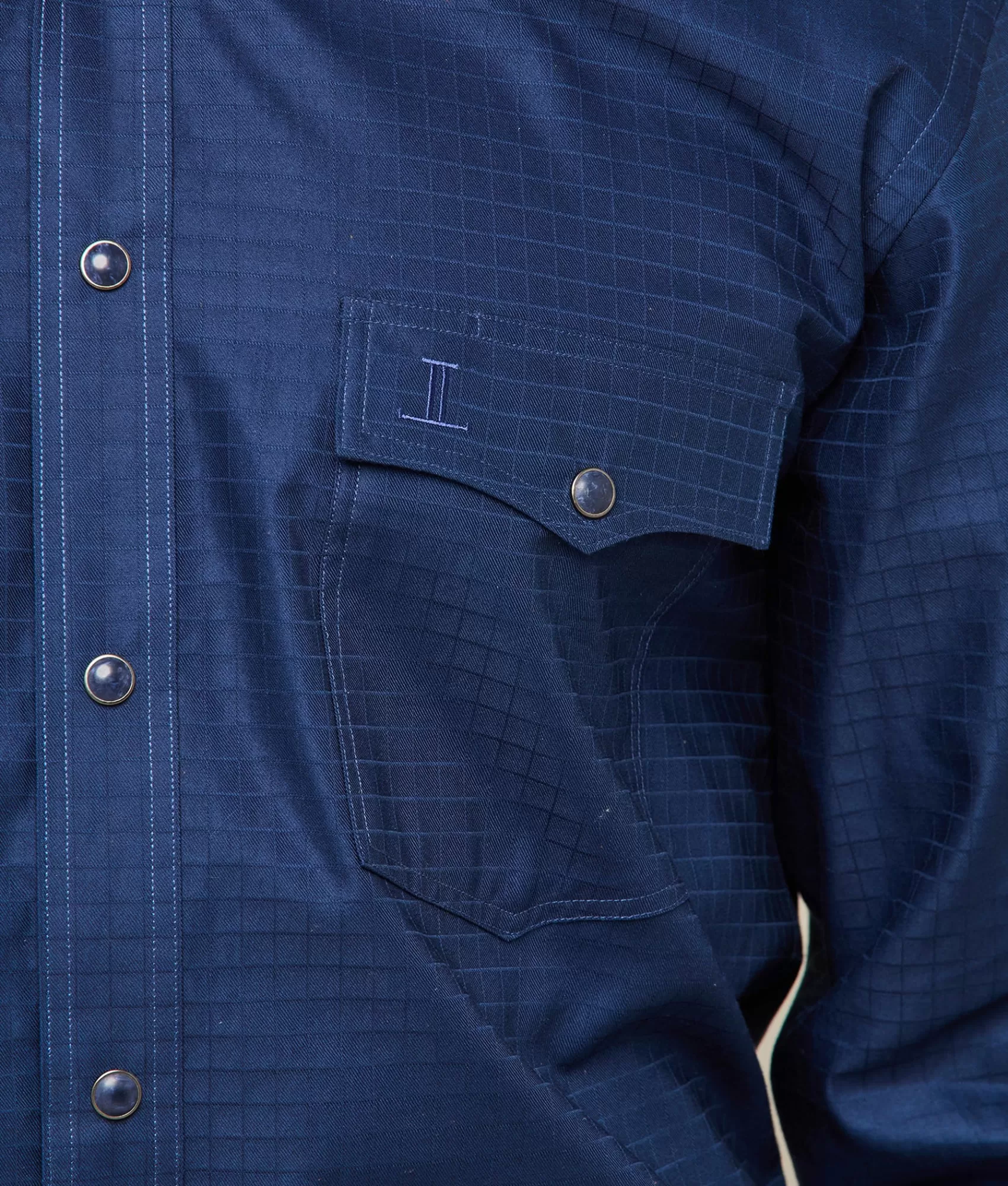 Lucchese Tops | Square Dobby Shirt Navy