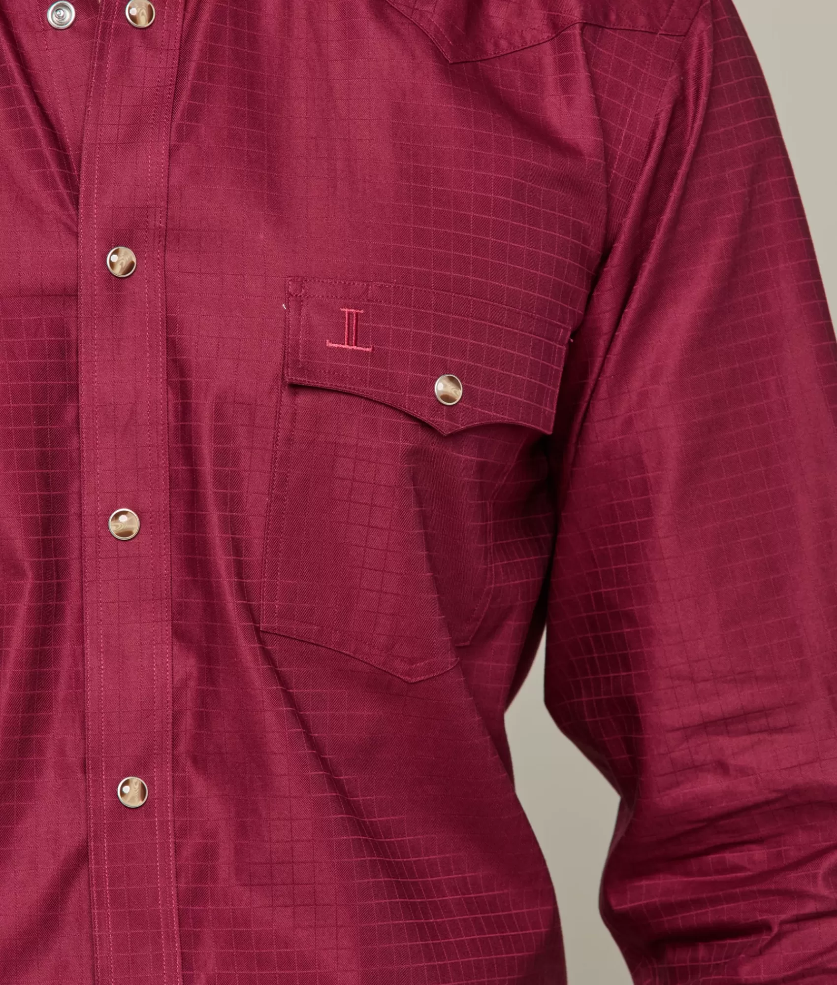 Lucchese Tops | Square Dobby Shirt Burgundy