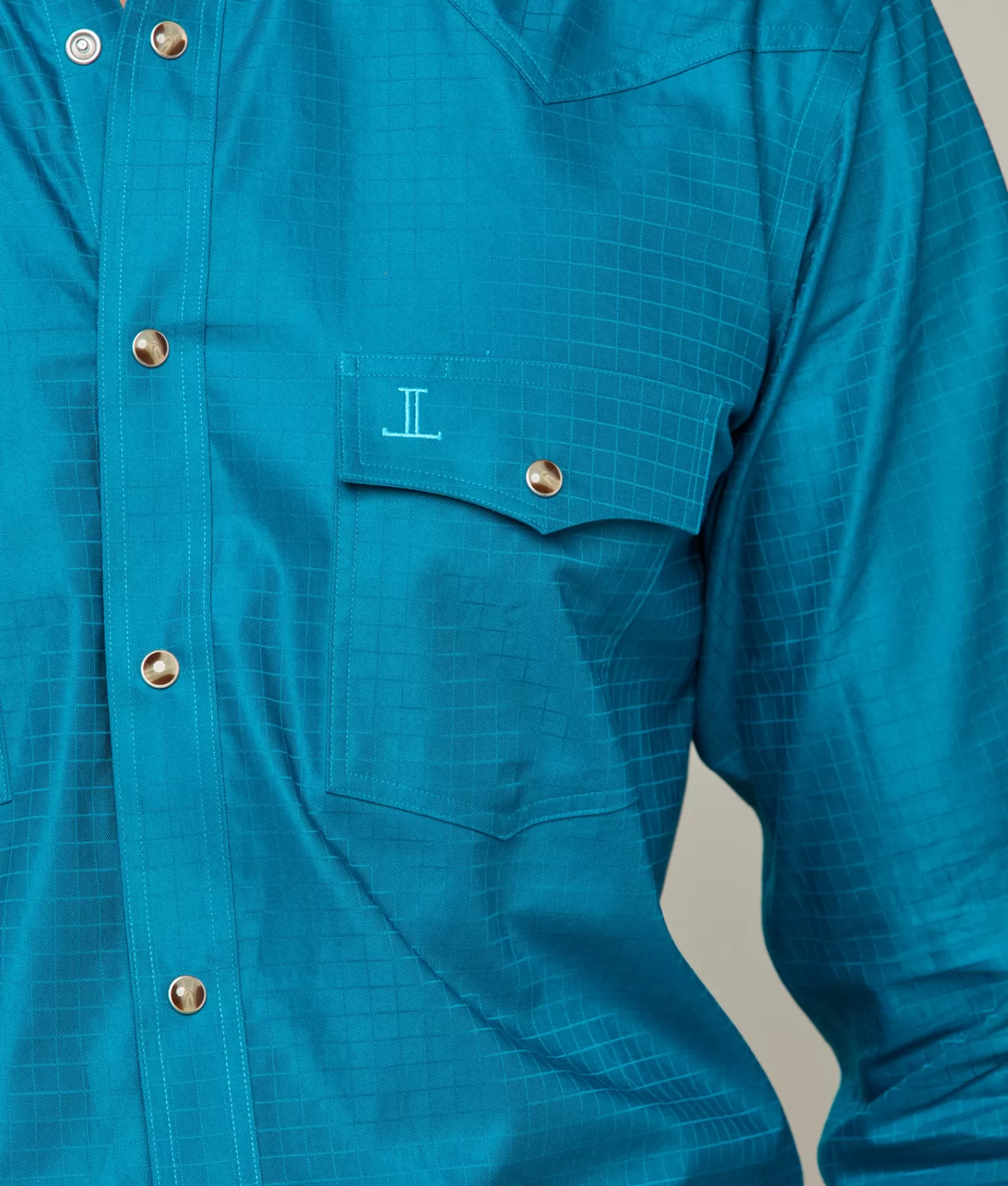 Lucchese Tops | Square Dobby Shirt Teal