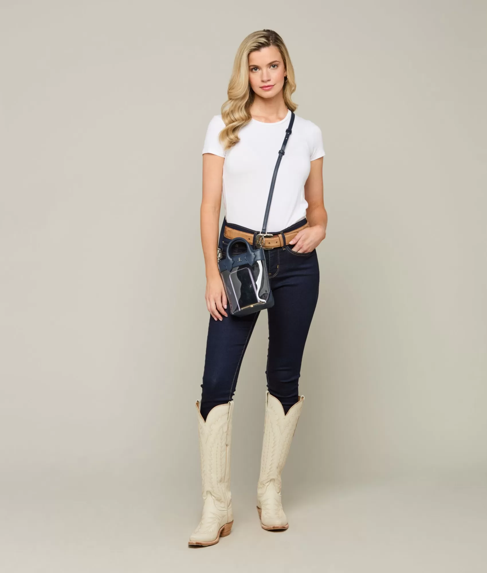 Lucchese Handbags | Stadium Shopper Navy