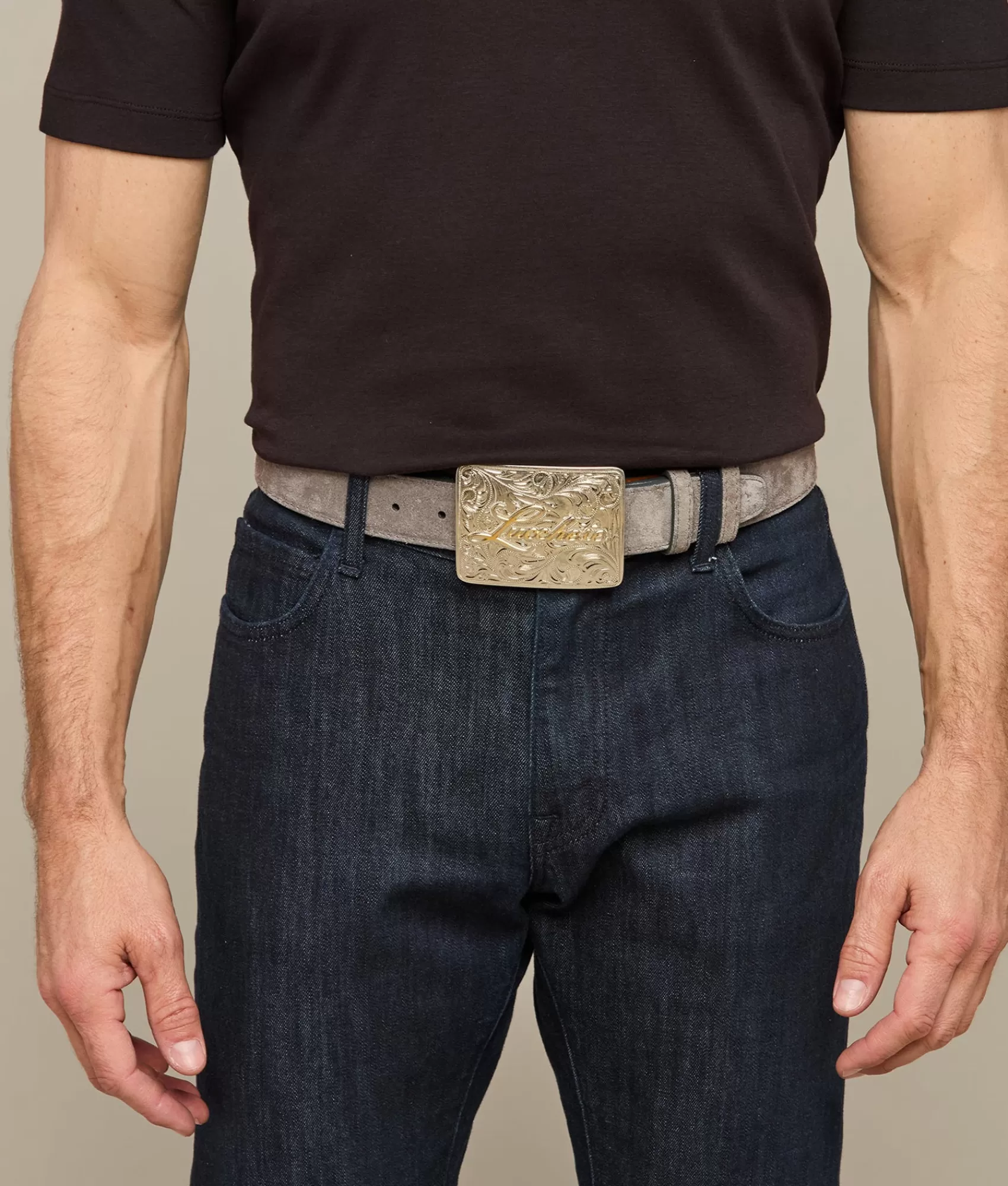 Lucchese Belts & Belt Accessories | Suede Memento Belt Anthracite