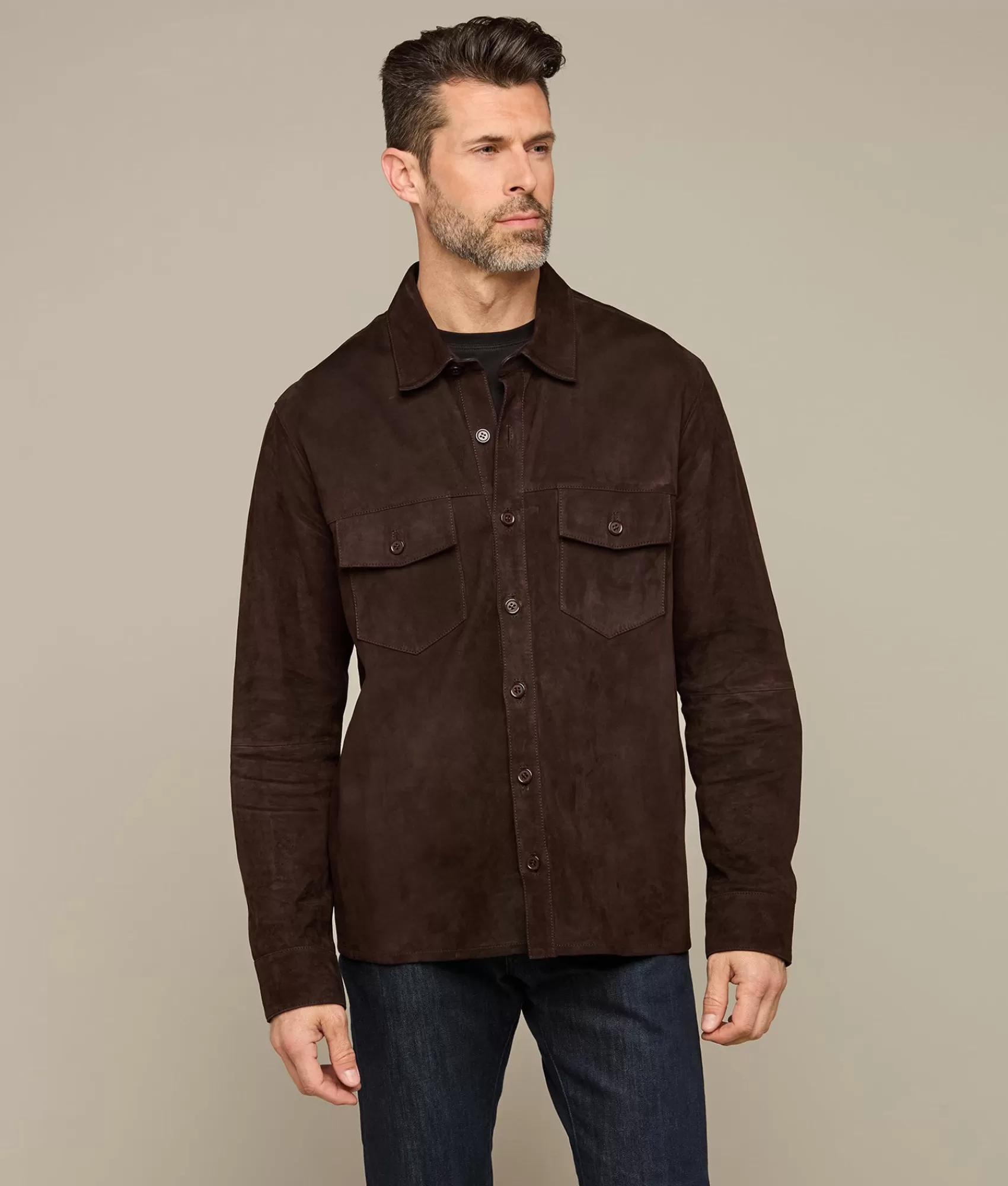 Lucchese Outerwear | Suede Shacket Chocolate