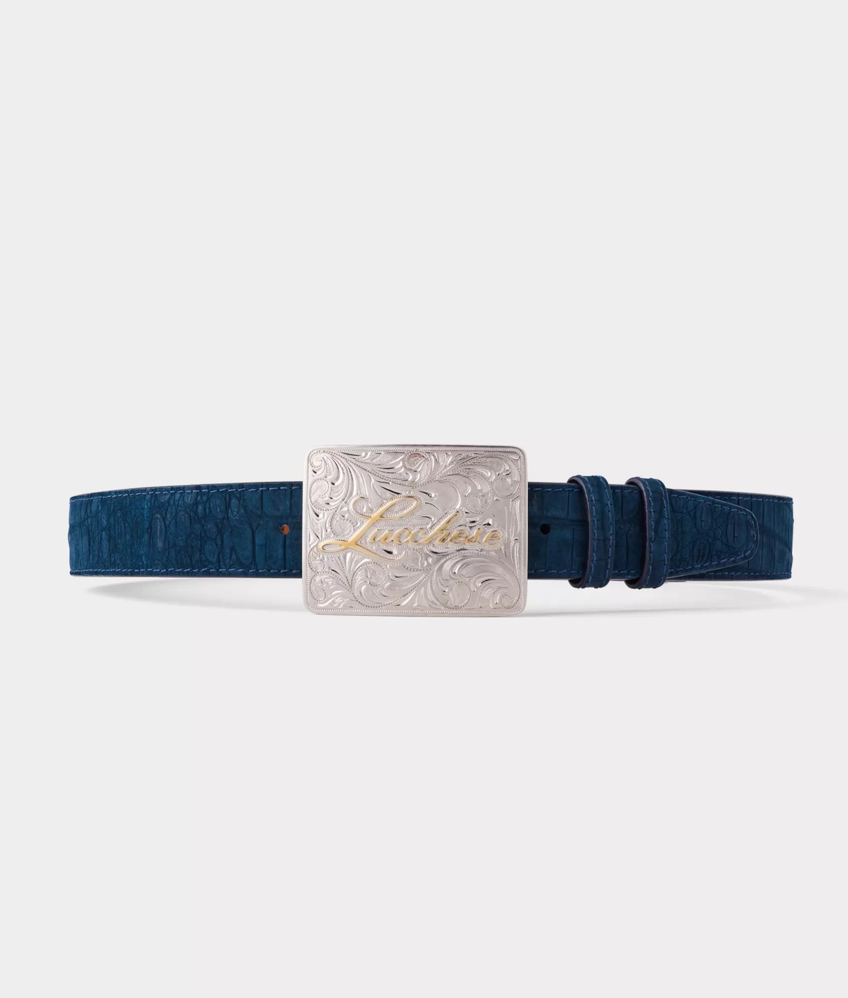 Lucchese Belts & Belt Accessories | Sueded Caiman Memento Belt Navy