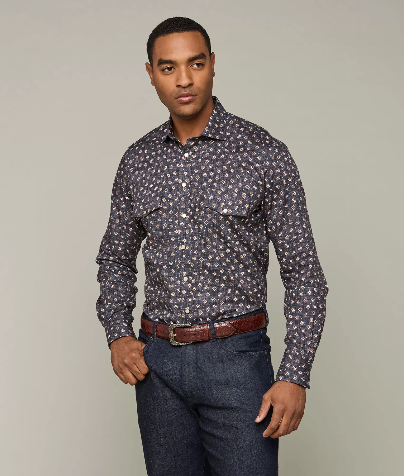 Lucchese Tops | Telluride CharcoalFloralPrint