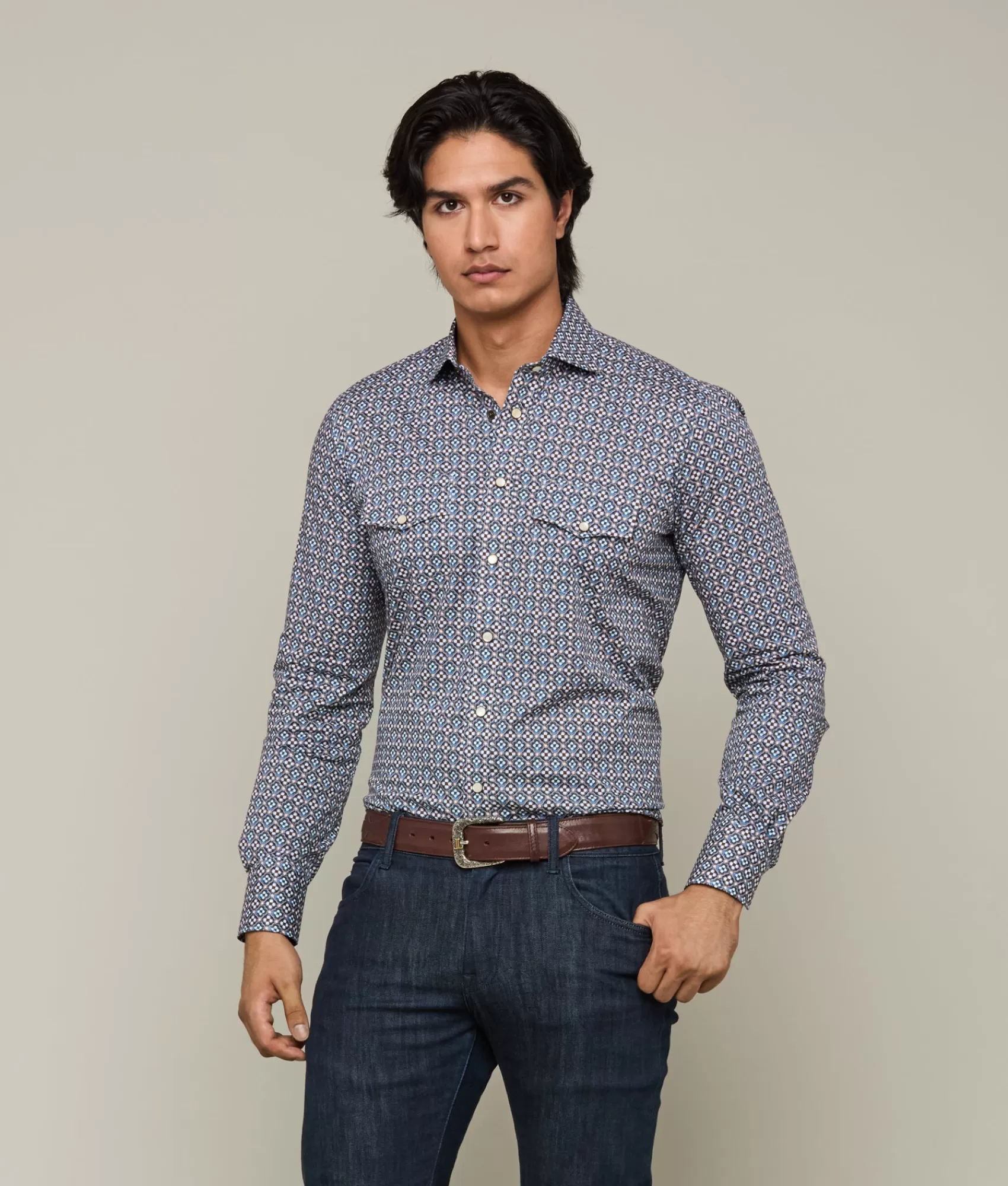 Lucchese Tops | Telluride Blue/BrownFloral