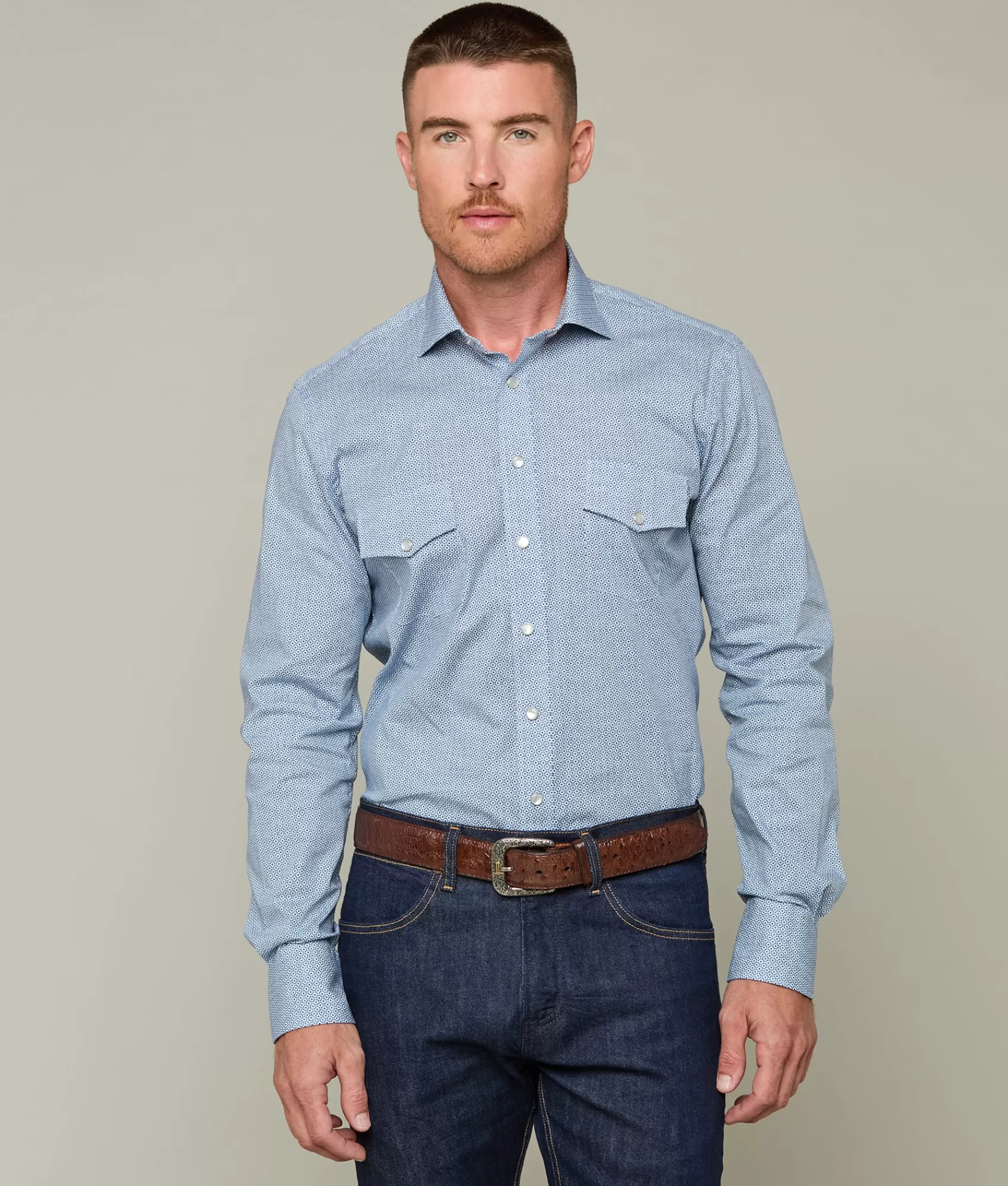 Lucchese Tops | Telluride Blue/WhiteGeometricalPrint