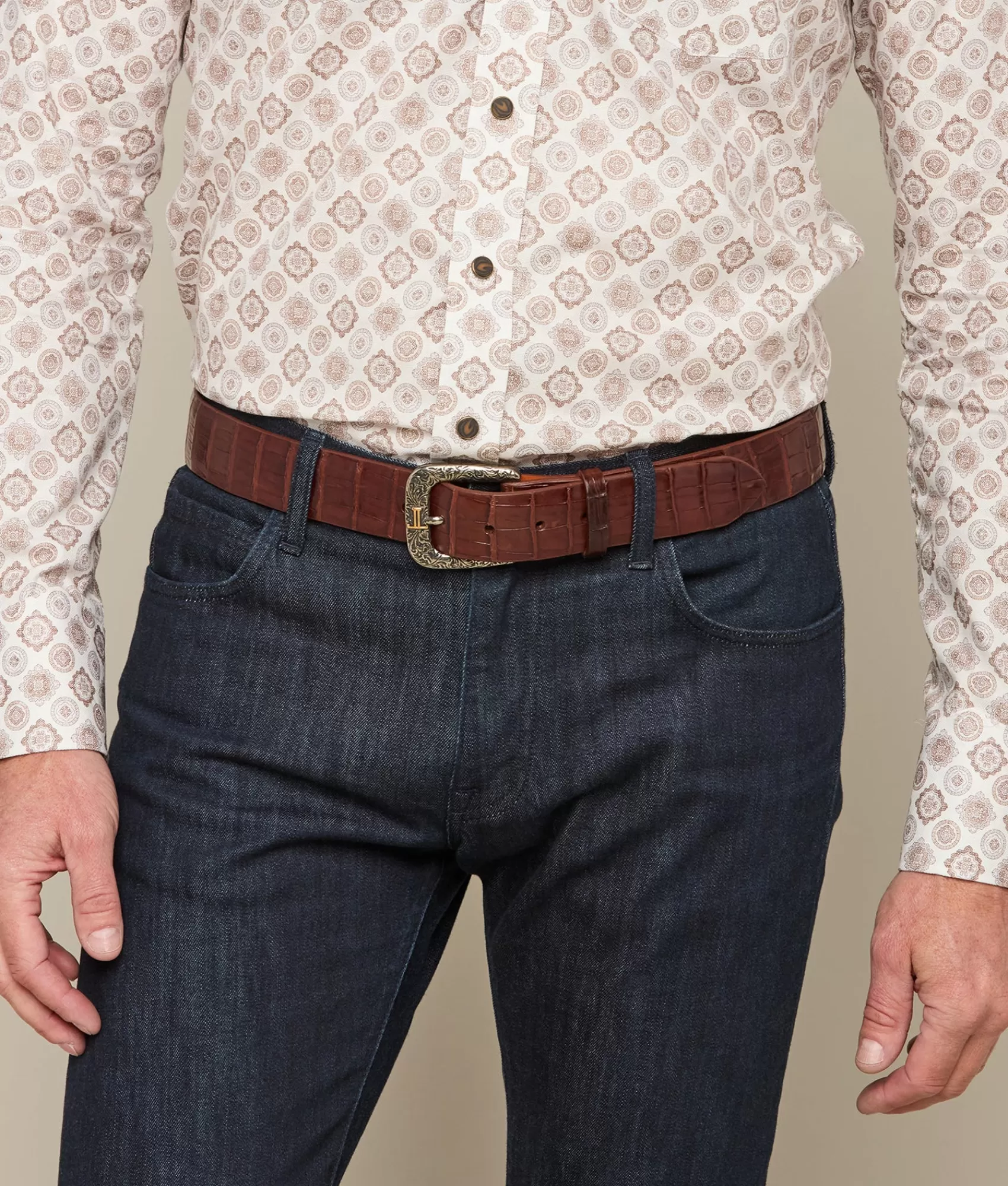 Lucchese Belts & Belt Accessories | Ultra Belly Caiman Sienna