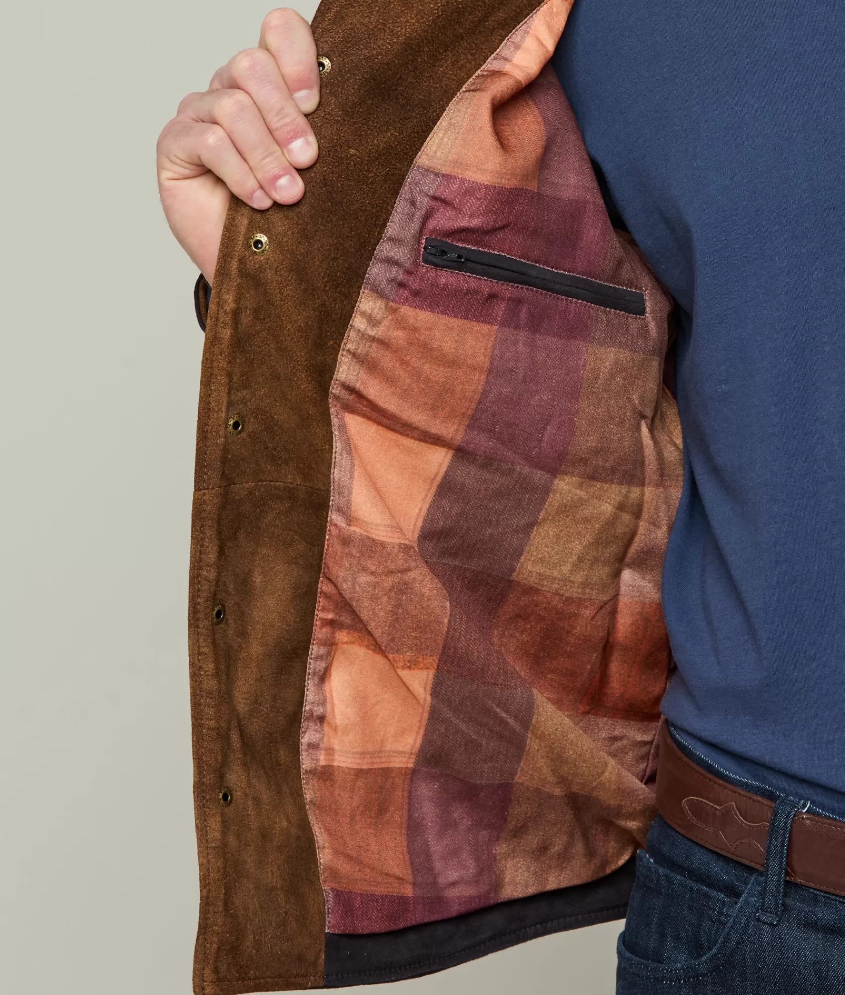 Lucchese Outerwear | Waxed Suede Jacket Navy