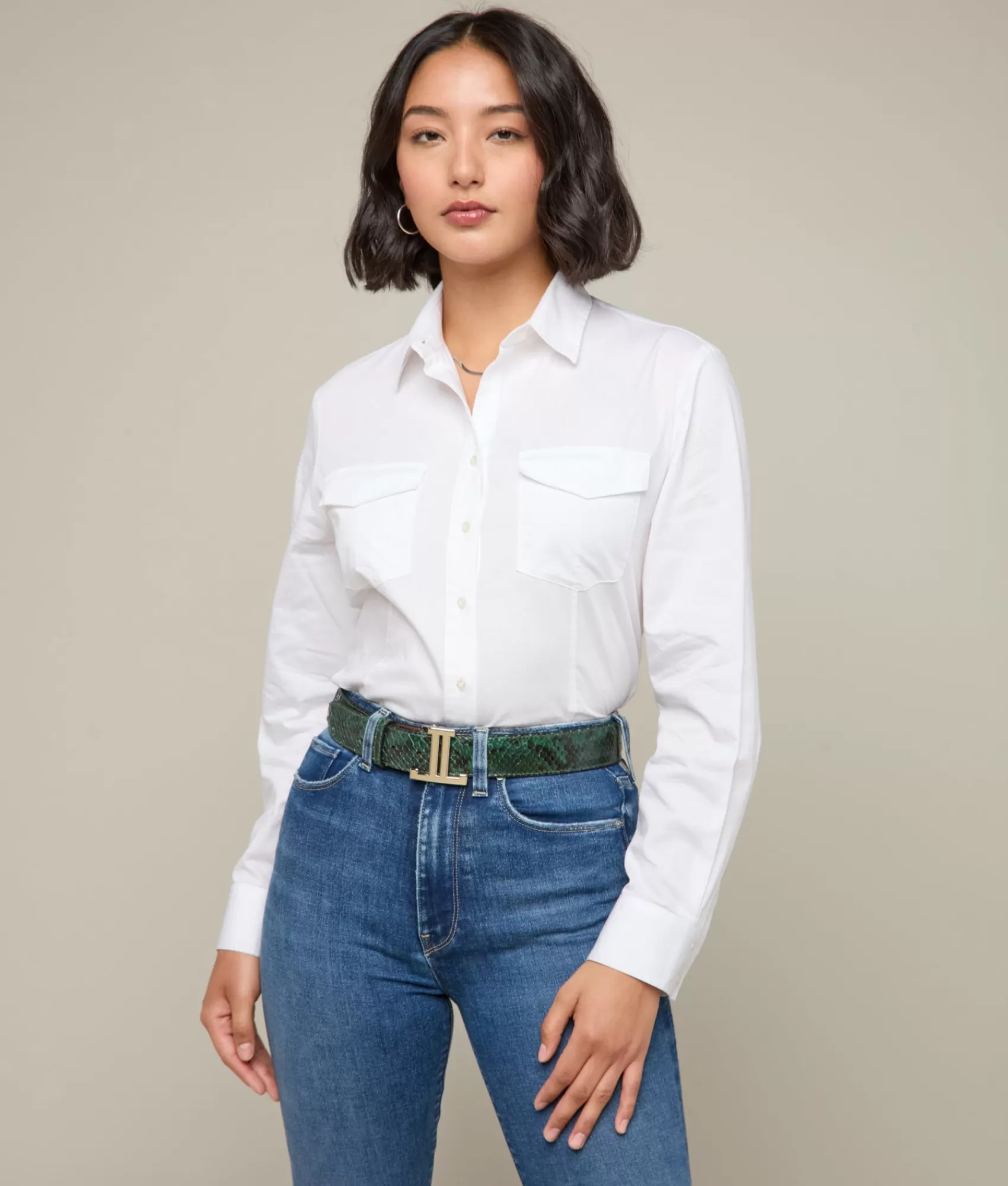 Lucchese Belts | Women's Exotic Mirrored L Belt Emerald