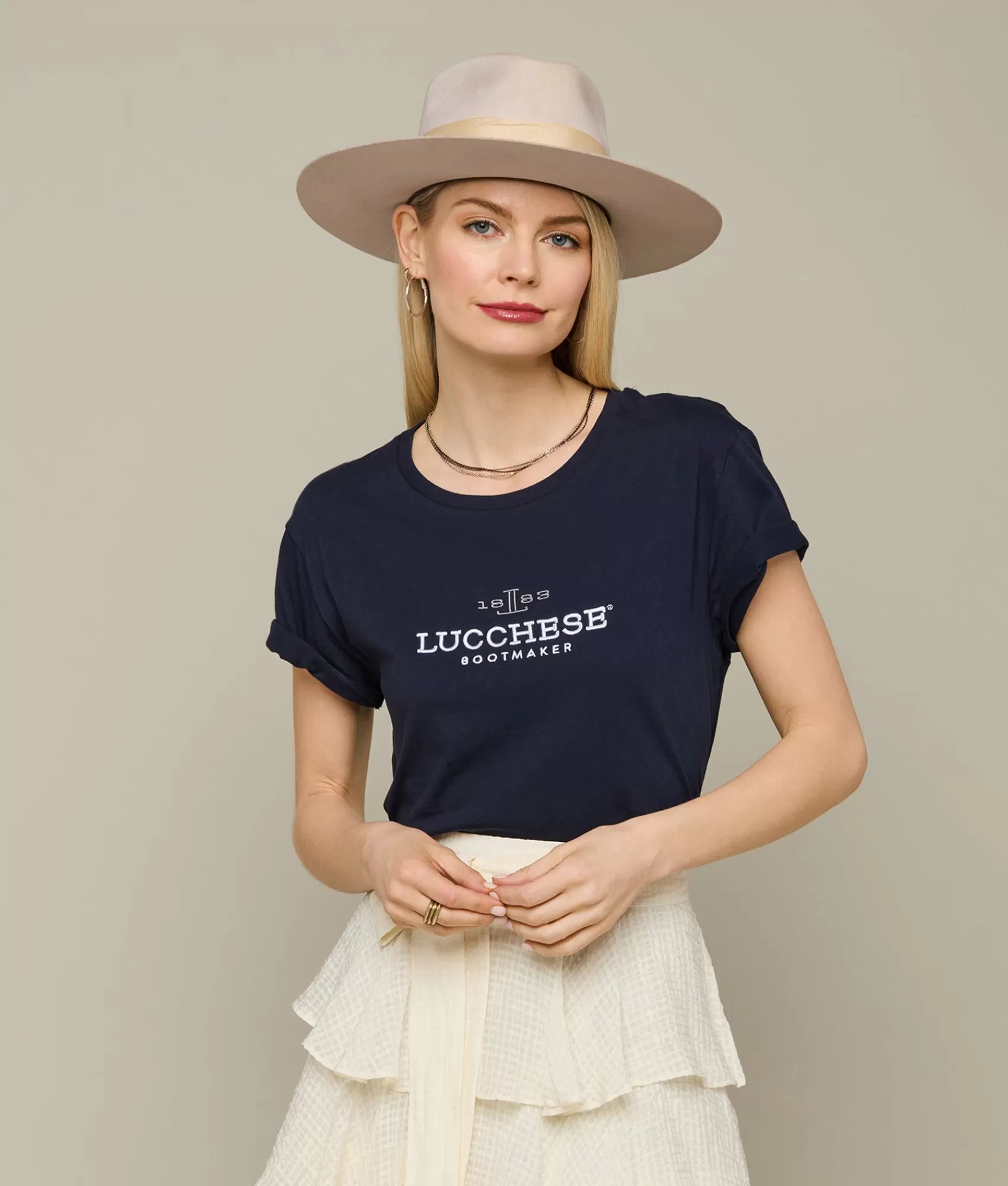 Lucchese Tops | Women's Classic Embroidered Tee Navy
