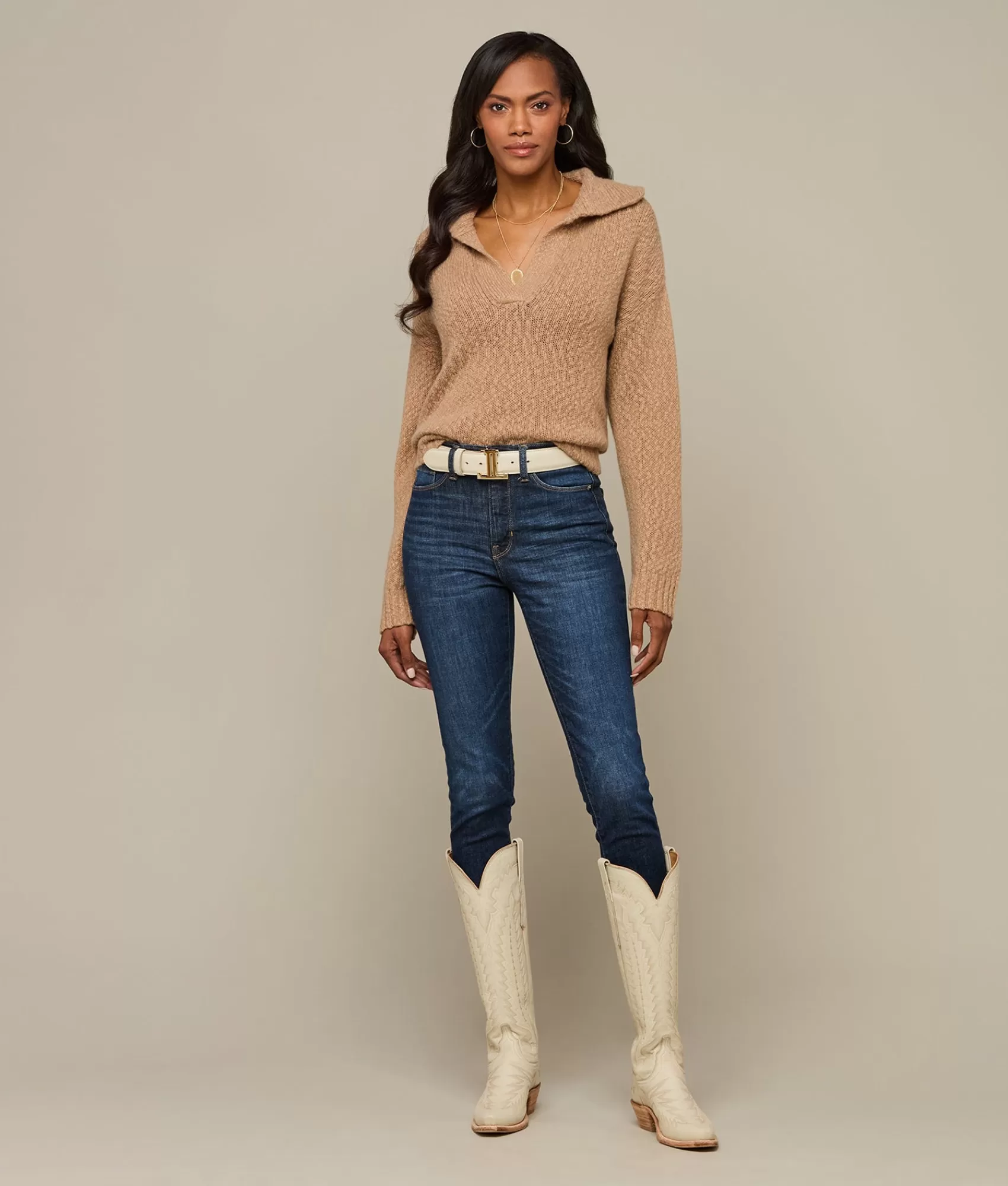 Lucchese Belts | Women's Mirrored L Belt GlitzCream