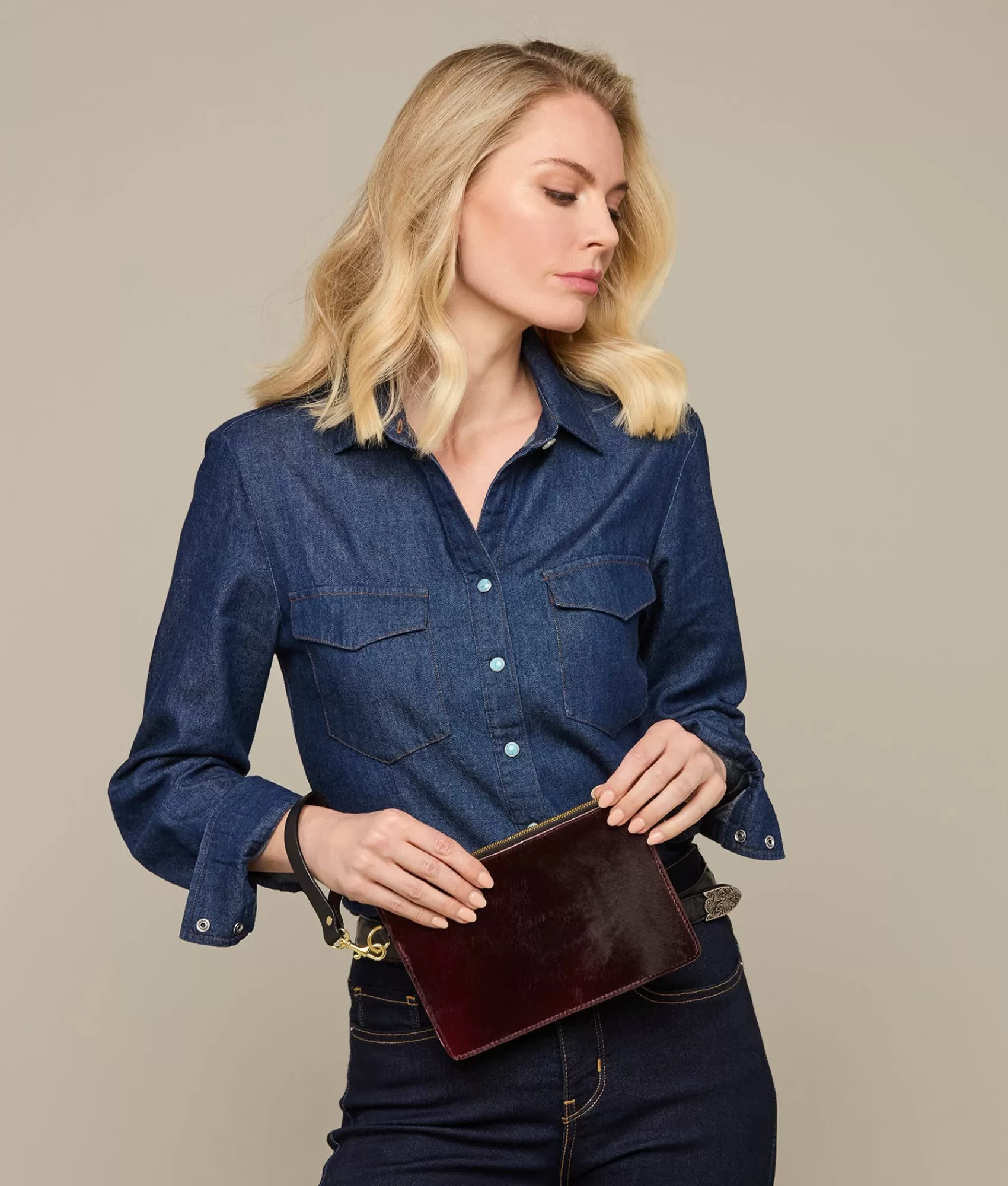 Lucchese Handbags | Zip Pouch Burgundy